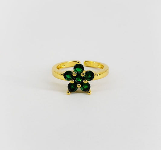 Anillo flor verde