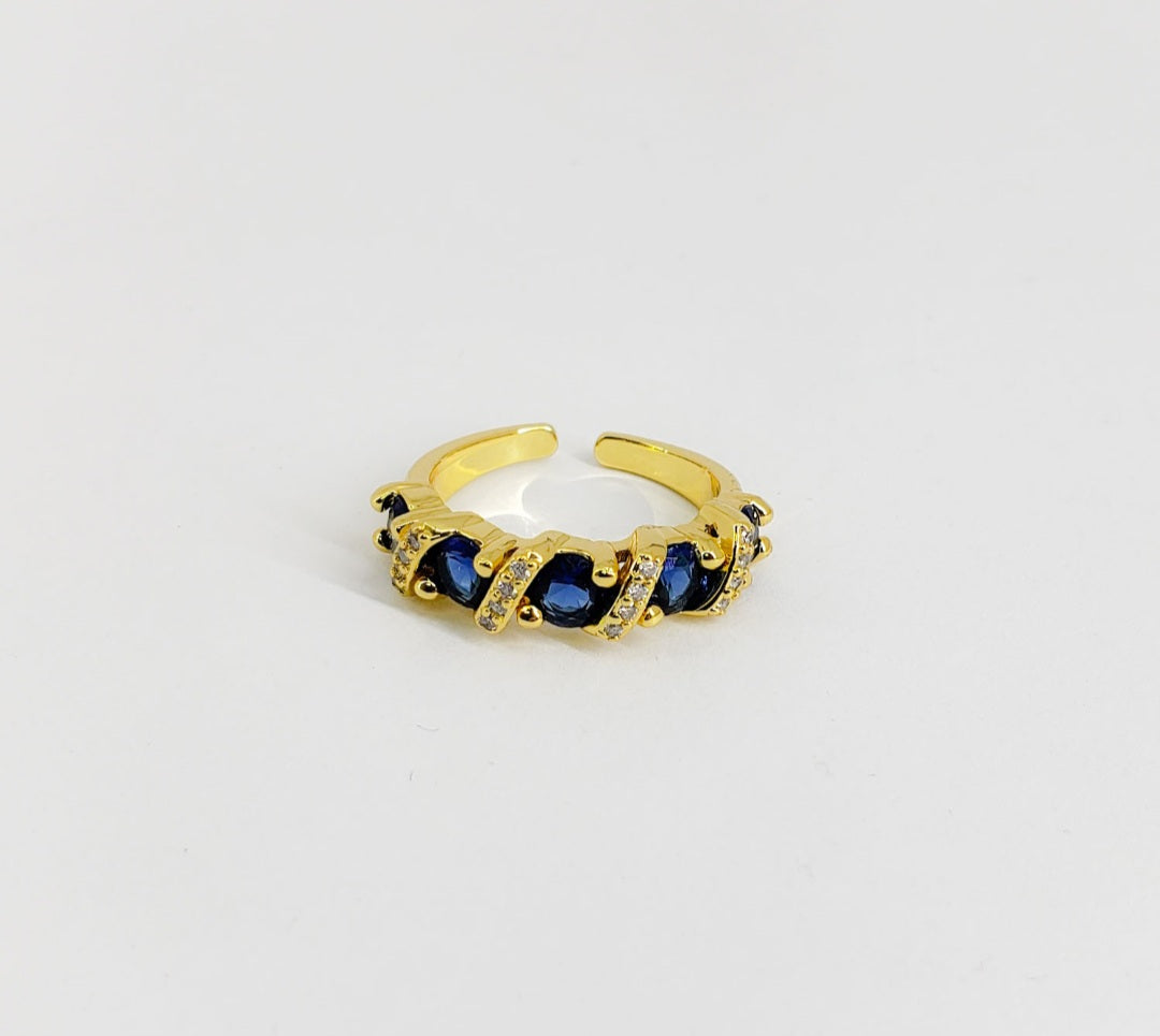 Anillo zirconias azul