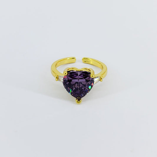 Anillo corazón morado