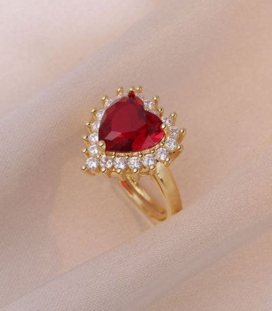 Anillo corazon rojo